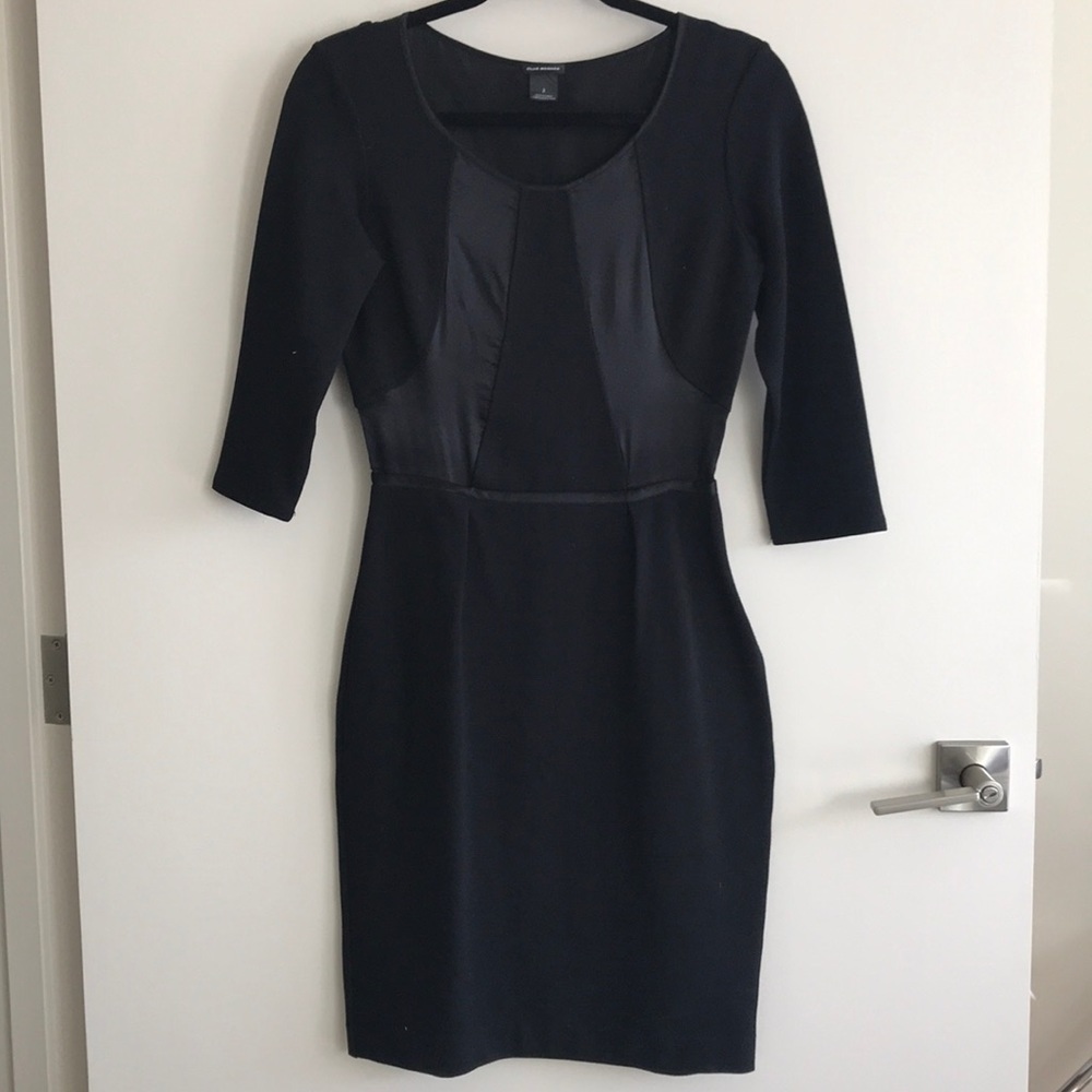 Black Club Monaco satin/jersey dress - Picture 1 of 3